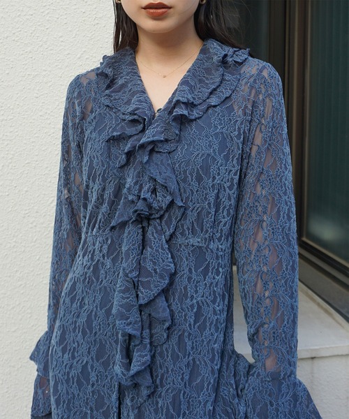 Ameri（アメリ）の「UND 2WAY CUT LACE FRILL DRESS（ワンピース