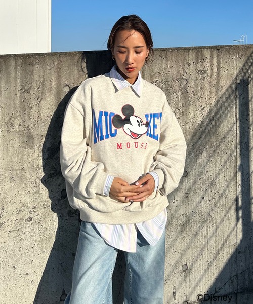 MICKEY)フェイスロゴBIGスウェットトップス（スウェット）｜RODEO