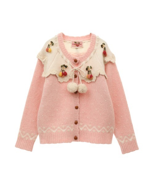 PINK HOUSE（ピンクハウス）の「チェリーモチーフ使いヨークニット