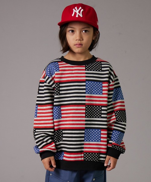 PAIRMANON STREET】裏起毛 総柄 プリント 長袖 スウェット トレーナー