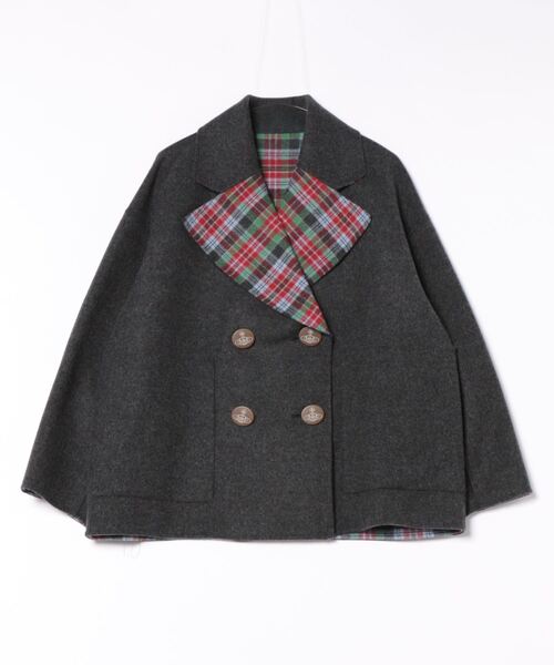 ﾀｰﾀﾝﾁｪｯｸﾘﾊﾞｰﾀﾞﾌﾞﾙｼｮｰﾄｺｰﾄ（ステンカラーコート）｜Vivienne Westwood