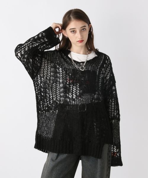 JEANASIS（ジーナシス）の「パッチワークメッシュプルオーバー/148476