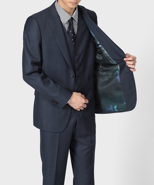 よよポールスミスロンドン セットアップ スーツ ネイビー スト ポール