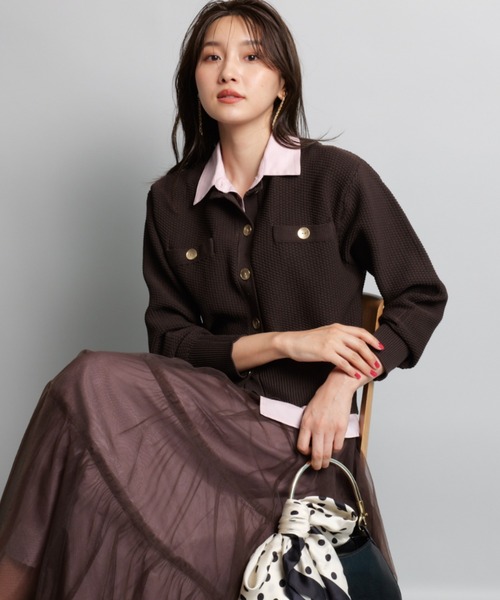 JUSGLITTY（ジャスグリッティー）の「衿付きカノコカーデ（ニット