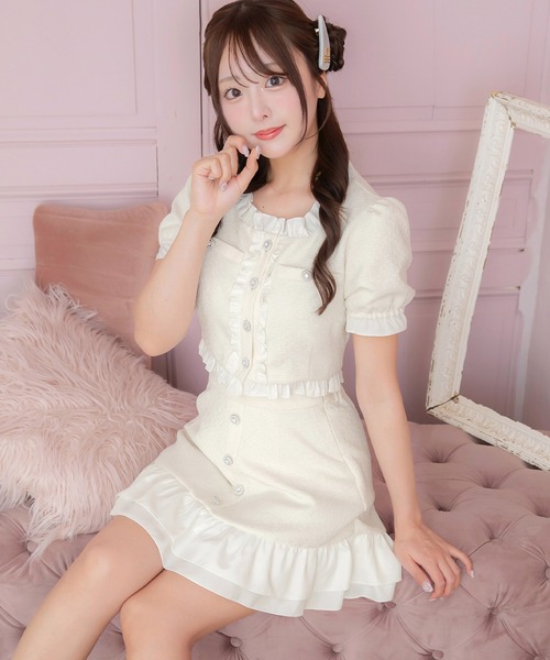 Frill Tweed Tops/フリルツイードトップス（カーディガン/ボレロ