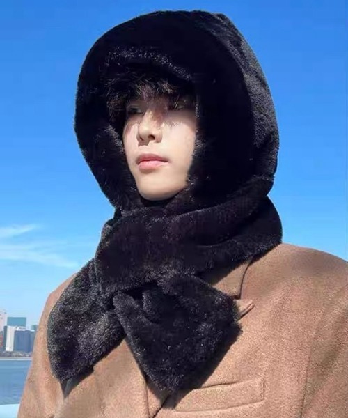 セール】【NOWLE】2WAY もこもこ フェイクファー フード マフラー