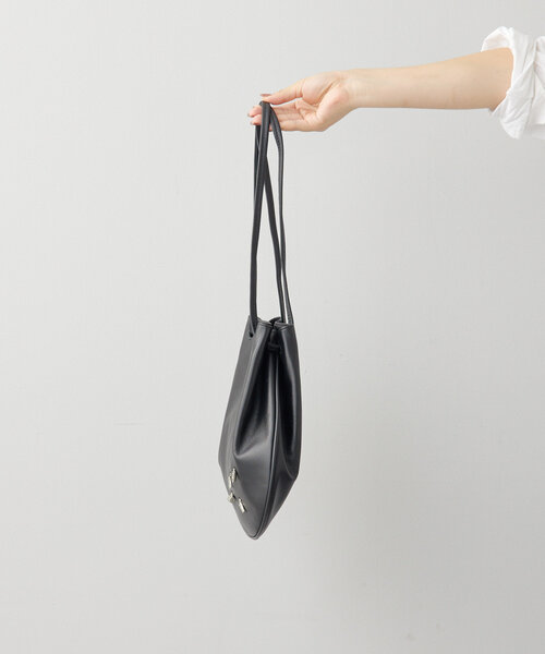 セール】《軽量290g/本革/2way》カフェパーツチャーム付き巾着バッグ