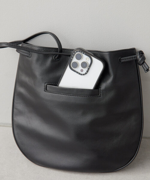 セール】《軽量290g/本革/2way》カフェパーツチャーム付き巾着バッグ