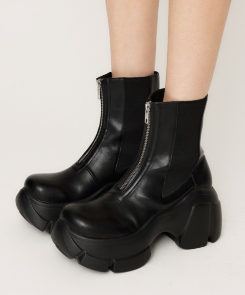 セール】FRONT ZIP CHUNKY BOOTS フロントジップ チャンキーブーツ