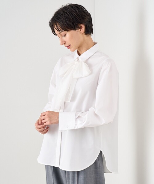 セール】コンパクトコットンシアーボウタイ ブラウス（シャツ/ブラウス