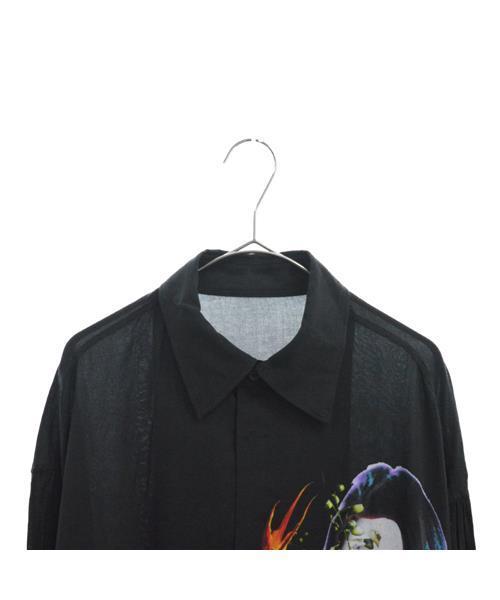 ブランド古着】東信 花と女プリントレーヨンロング丈長袖シャツ