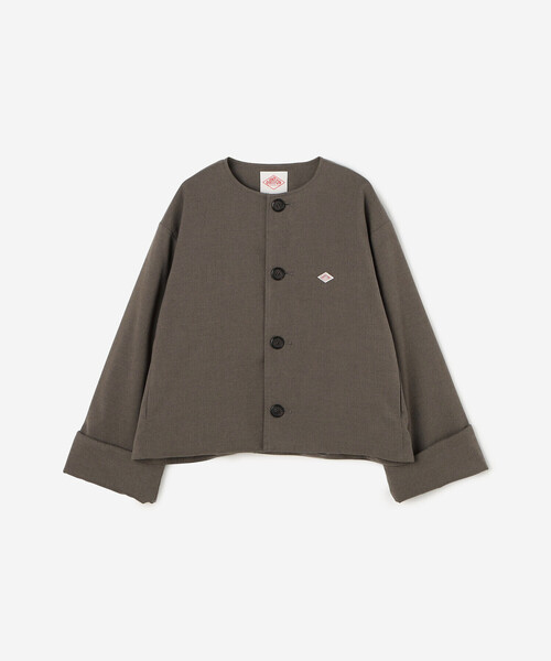 DANTON ダントン ウールモッサ ノーカラージャケット グレージュ 36
