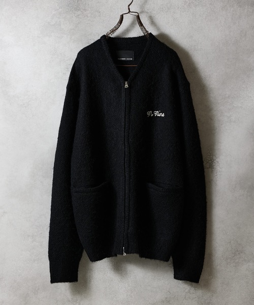 MOHAIR SOLID JACQUARD KNIT ZIP-UP CARDIGAN / モヘヤ ソリッド