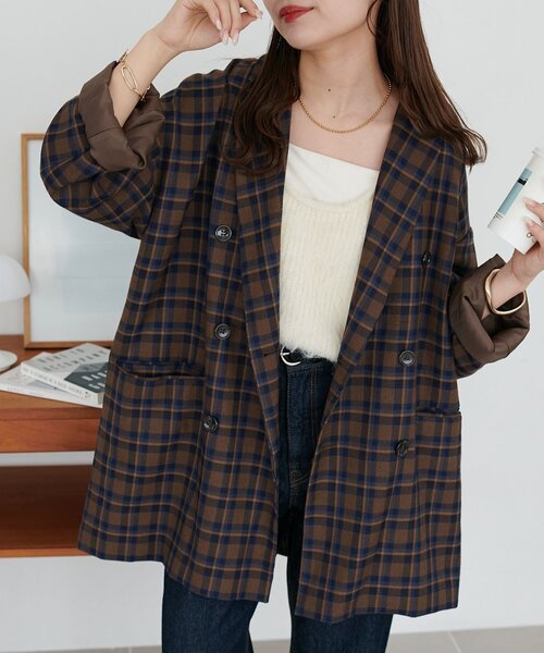 セール】チェックWブレストジャコット（その他アウター）｜DISCOAT