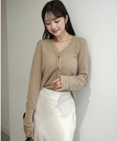 ZOZO限定カラー】アイラッシュレーストリミングニット（ニット