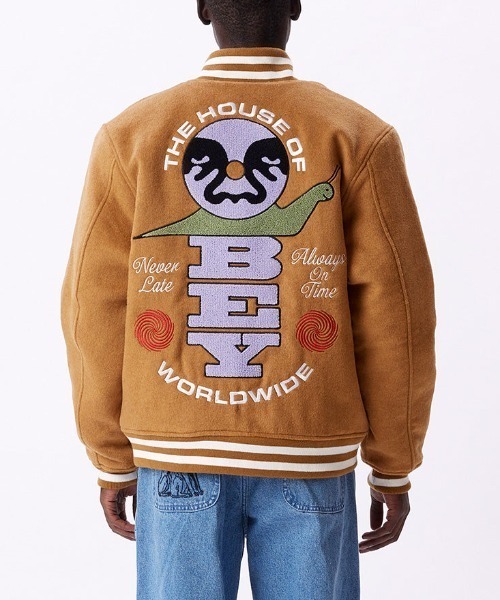 OBEY（オベイ）の「OBEY/オベイ ウールスタジャン バック刺繍/裏