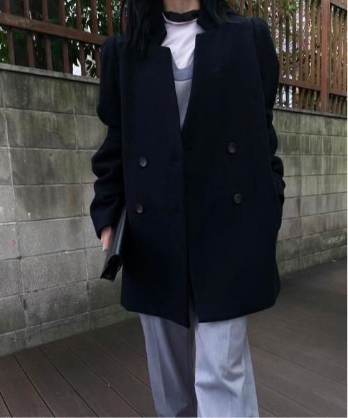 Ameri（アメリ）の「PUFF SLEEVE WOOL JACKET（ノーカラージャケット