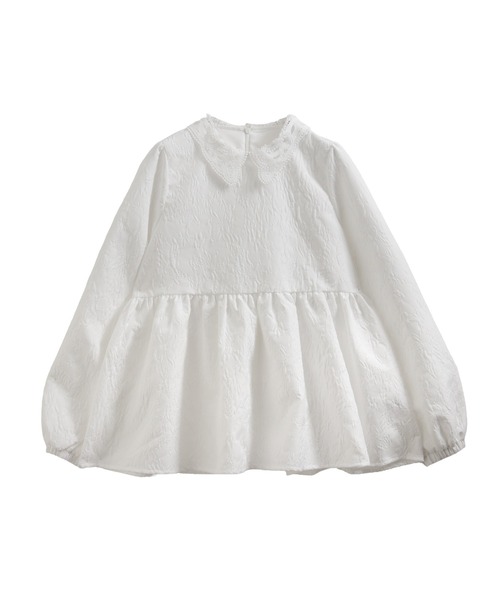 ジャガードレース襟ペプラムトップス（その他トップス）｜Fit more