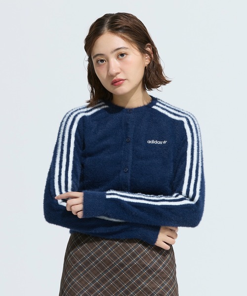 adidas フラッフィーニットカーディガン ネイビー L adidas