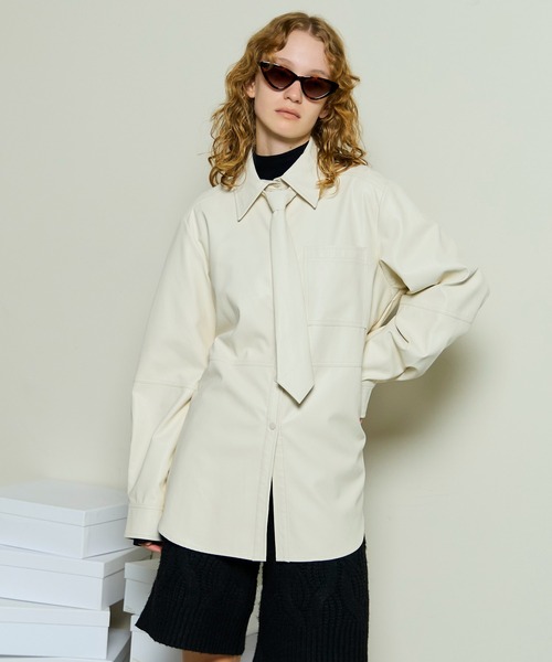 Vegan Leather Tie Shirt / ヴィーガンレザーネクタイシャツ（シャツ