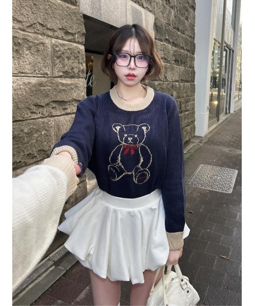 ポイントカラーDベアニットトップス（ニット/セーター）｜Darich
