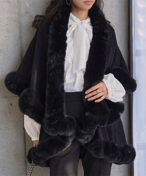 セール】フェイクファーケープコート（ポンチョ）｜KOBE LETTUCE