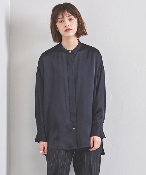 SACRA（サクラ）の「＜SACRA（サクラ）＞サテン バンドカラーシャツ