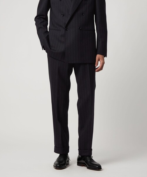 ワイドストライプ ダブル 6ボタン スーツ MC‐MODEL ヨコストレッチ
