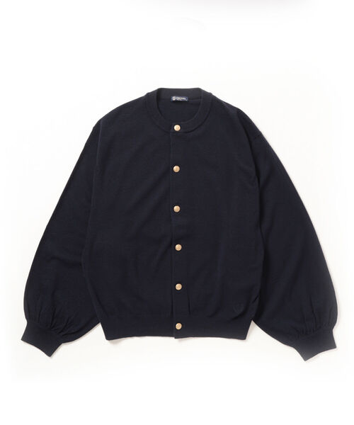 ORCIVALオーシバルメタルボタンカーディガンボリュームスリーブ紺色