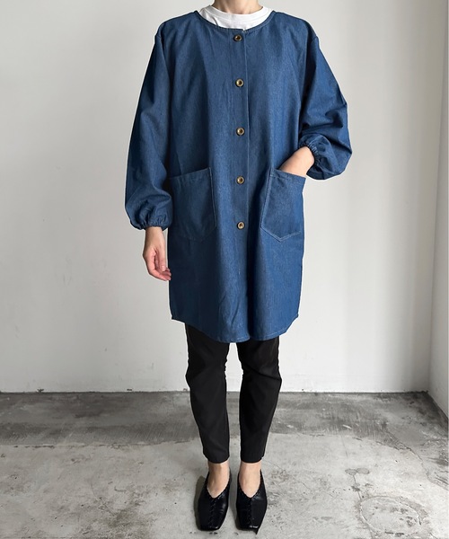 セール】URT:前あきスモック ワンマイルデニムエプロン 割烹着