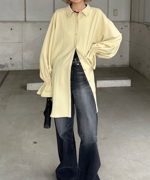 AMERI♡BACK HEARTDESIGNOVER BLOUSE/ブラウン BACK HEART DESIGN OVER