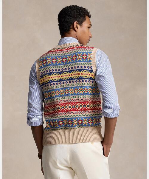 好配色 ポロラルフローレン カシミヤ フェアアイル ニットベスト S