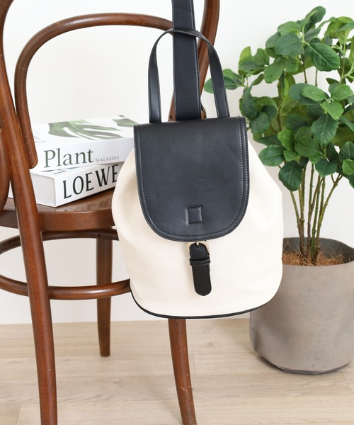 セール】レザーフラップ使いキャンバスショルダーバッグ（ショルダー