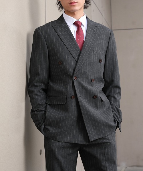 セール】【Cloudstyle】ストライプ ダブルブレストスーツ / ビジネス