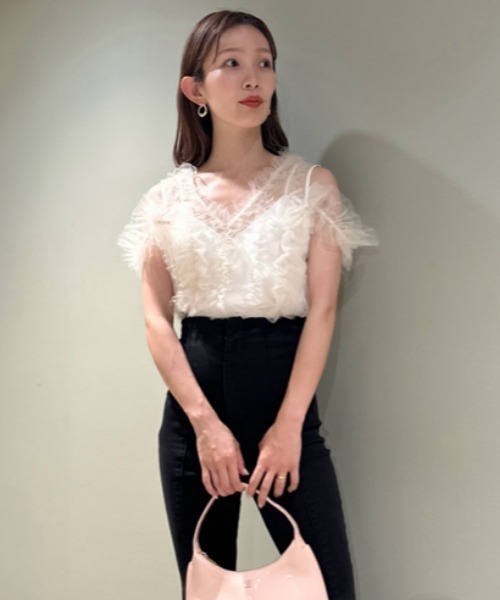 snidel ペプラムチュール刺繍TOPS ブラウス snidel ペプラムチュール