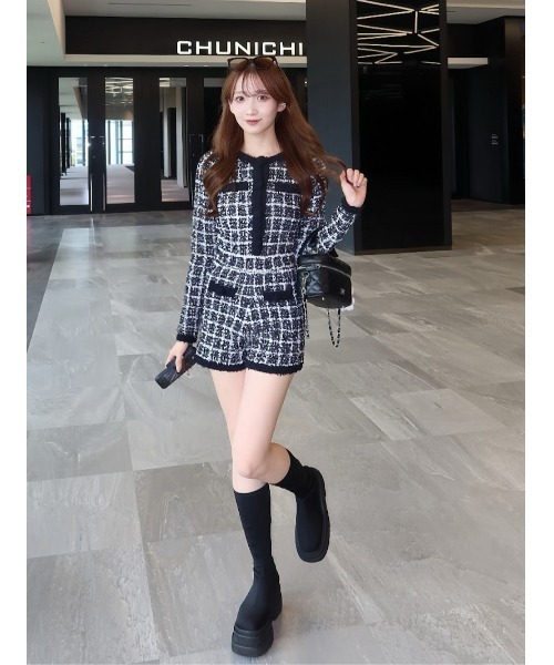 Darich（ダーリッチ）の「ツイードニットコンビネゾン（ワンピース