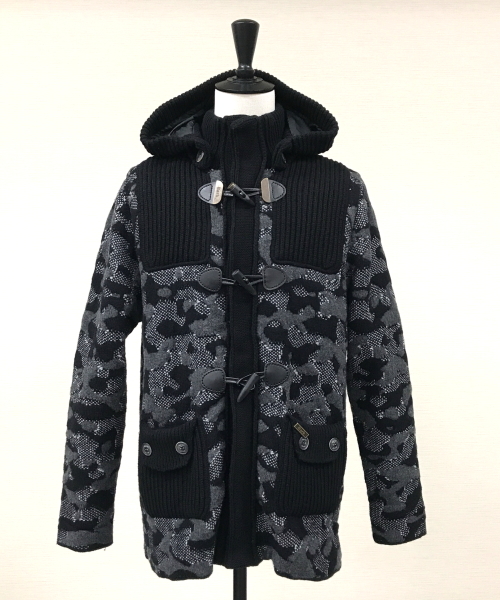 Bark バーク ニットダッフルコートカモフラ迷彩