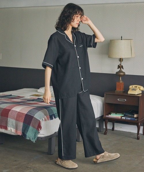 サスティナブル リサイクルペーパー素材 パイピング パジャマセット