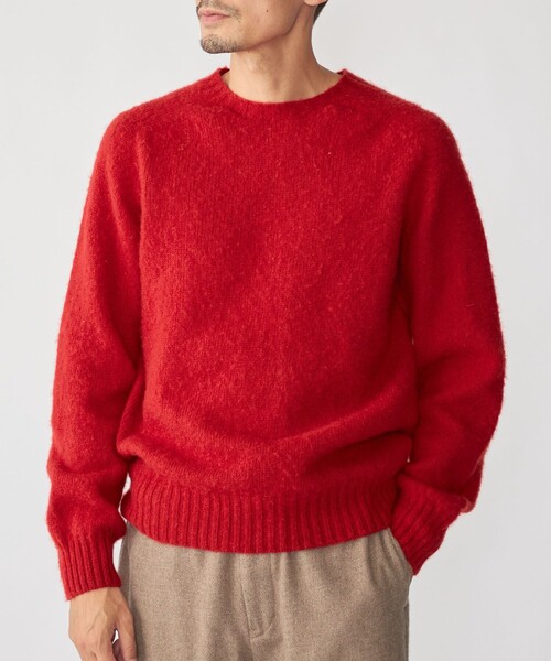 SHIPS別注】HARLEY OF SCOTLAND: ウール シャギー クルーネック ニット