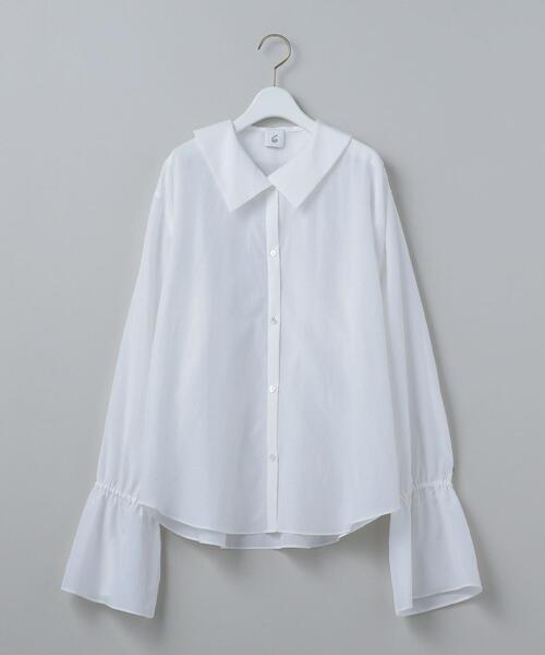 6（ロク）の「＜6(ROKU)＞COTTON SILK GATHER SLEEVE BLOUSE/ブラウス
