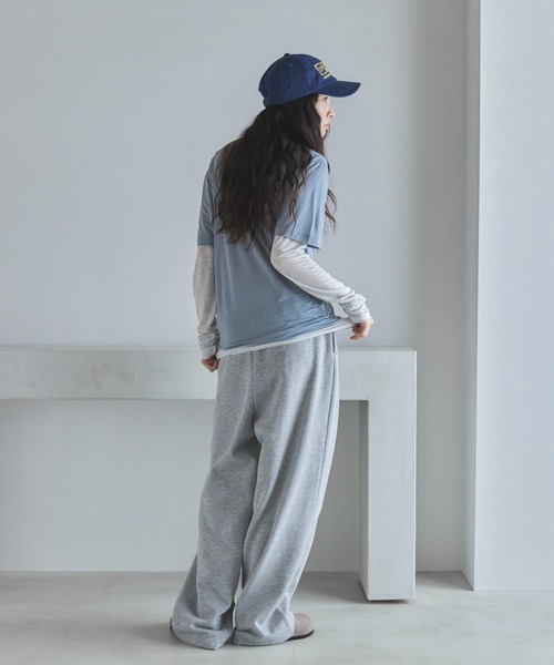 セール】ピンタック裏起毛ワイドスウェットパンツ（スウェットパンツ