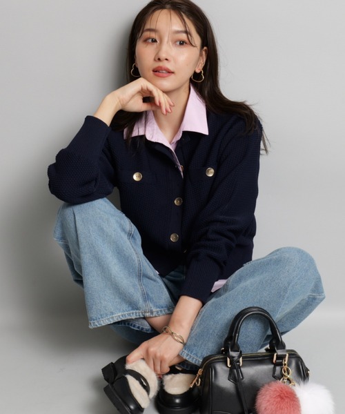 JUSGLITTY（ジャスグリッティー）の「衿付きカノコカーデ（ニット