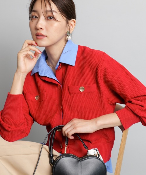 JUSGLITTY（ジャスグリッティー）の「衿付きカノコカーデ（ニット