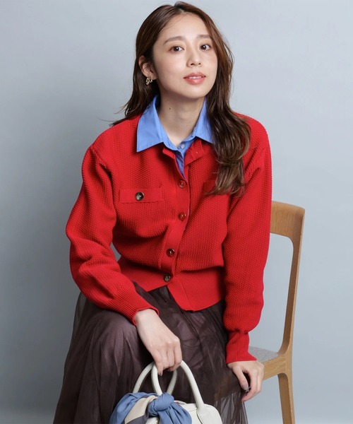 JUSGLITTY（ジャスグリッティー）の「衿付きカノコカーデ（ニット