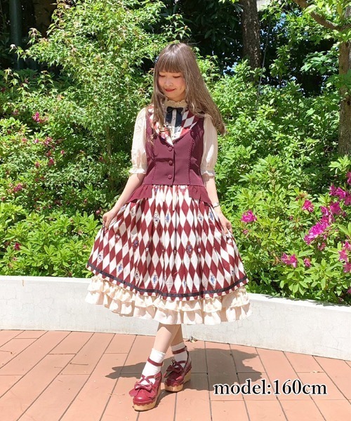 axes femme（アクシーズファム）の「ダイヤ柄襟付きスカ―ト（スカート