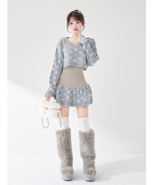 セール】アンサンブルスノーロゴニットミニワンピース（ワンピース