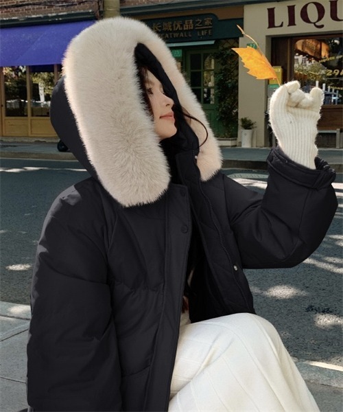 セール】ファー付きフード ロングダウンジャケット（ダウンジャケット