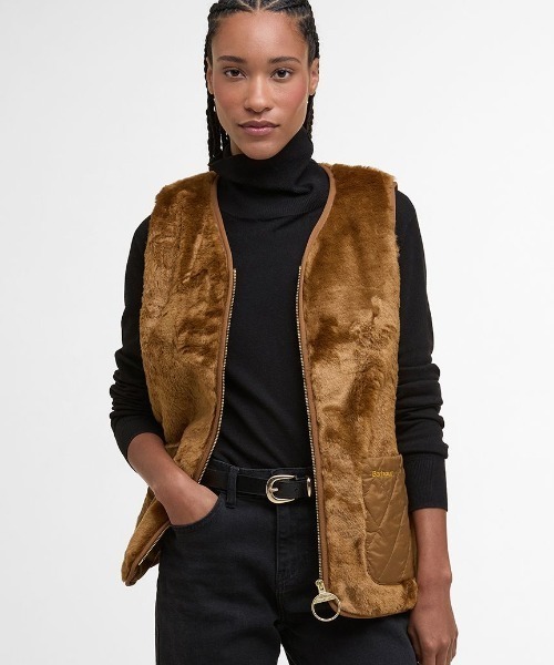 Barbour/バブア― karin faux fur gilet カリン ダイヤキルトファー