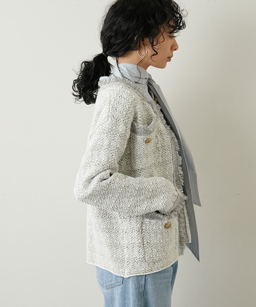 Whim Gazette（ウィムガゼット）の「ツイードニットジャケット（ノー