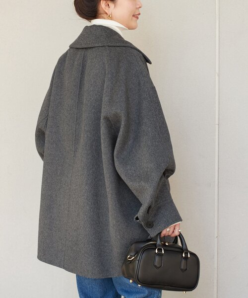 美品 シンプリシテェ S120ブレンドリバーミドルコート グレー 24AW B.C